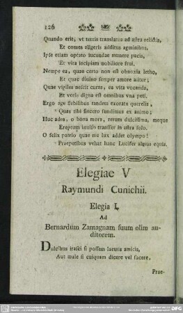Elegiae V Raymundi Cunichii