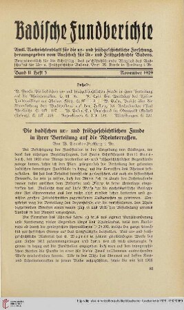 2: Die badischen ur- und frühgeschichtlichen Funde in ihrer Verteilung auf die Rheinterrassen