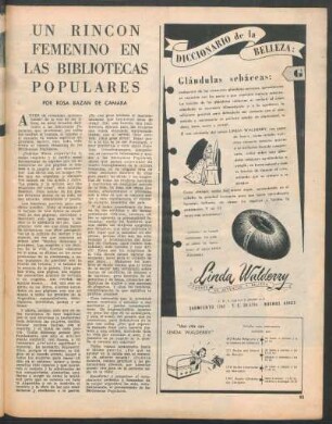 Un rincón femenino en las bibliotecas populares
