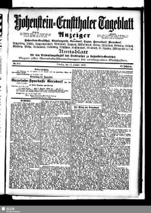 Hohenstein-Ernstthaler Tageblatt : Tageszeitung der antifaschistischen Front ; amtliches Verkündigungsblatt