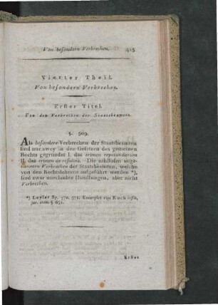 Vierter Theil. Von besondern Verbrechen