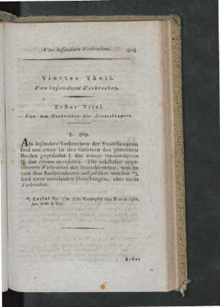 Vierter Theil. Von besondern Verbrechen