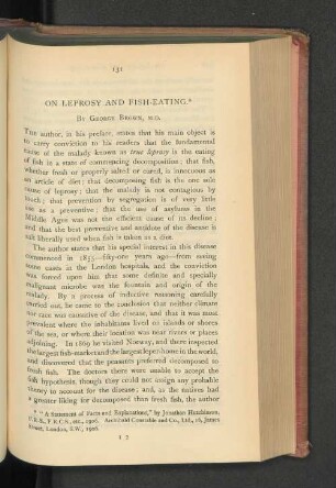 On Leprosy and Fish-Eating.