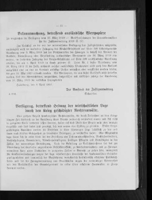Bekanntmachung, betreffend ausländischer Wertpapiere