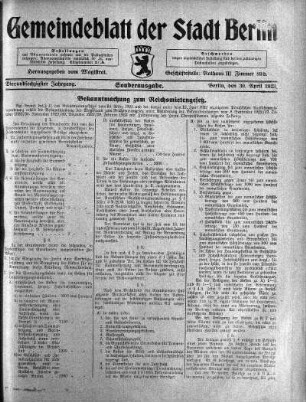 Sonderausgabe, 30. April 1923
