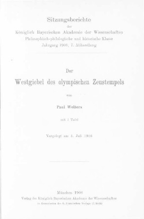 Der Westgiebel des olympischen Zeustempels