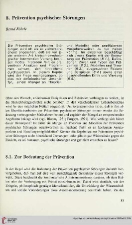 8.1. Prävention psychischer Störungen