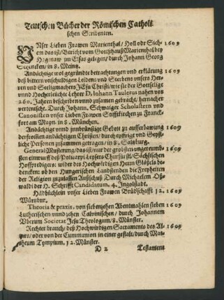 Teutschen Bücher der Römischen Catholischen Scribenten.