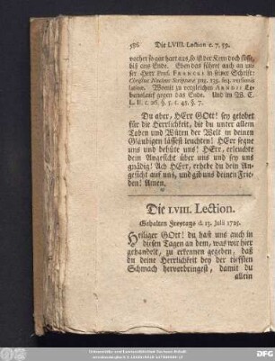 Die LVIII. Lection. Gehalten Freytags d. 13. Julii 1725.