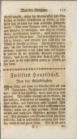 Zwölftes Hauptstück. Von der Glückseligkeit.