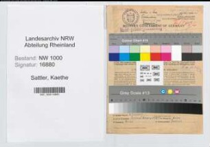 Entnazifizierung Kaethe Sattler, geb. 24.03.1900 (Buchhaendlerin)