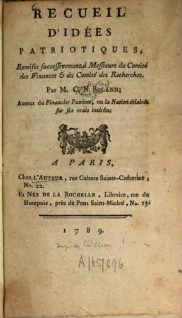 Recueil d'idées patriotiques
