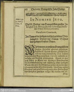 Die dritte Evangelische Jubel Predigt