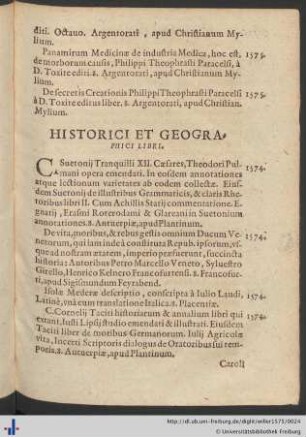 Historici Et Geographici Libri.