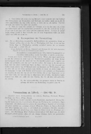 Versammlung zu Lübeck. - 1386 Okt. 28.