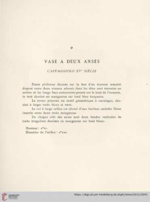Vase A Deux Anses (Caffaggiolog XVe siècle)