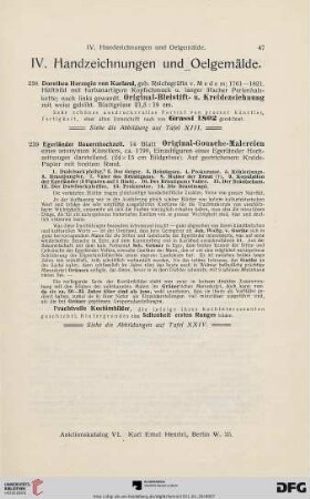 Handzeichnungen und Ölgemälde (Nr. 238-268)