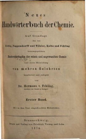 Neues Handwörterbuch der Chemie. 1, [A - Benzylurethan]