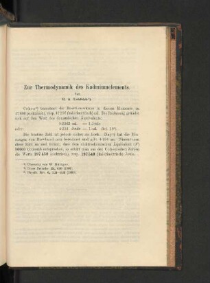 Zur Thermodynamik des Kadmiumelements.