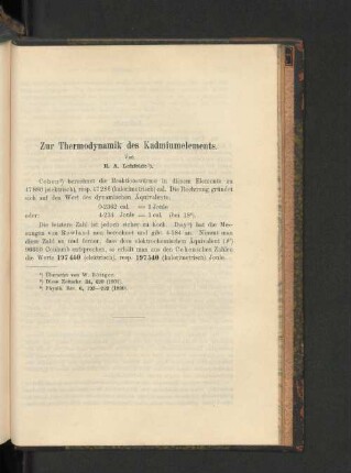 Zur Thermodynamik des Kadmiumelements.