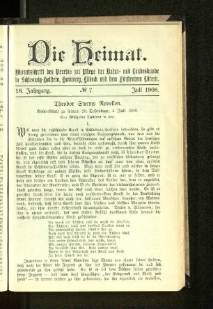 18. Jahrgang. No. 7. Juli 1908.