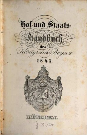 Hof- und Staatshandbuch des Königreichs Bayern. 1845