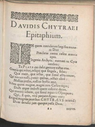 Davidis Chytraei Epitaphium.
