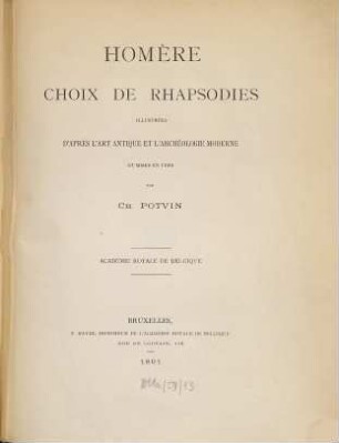 Mémoires de l'Académie Royale des Sciences, des Lettres et des Beaux-Arts de Belgique. 50. 1891