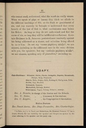31-35, Udapy (with several out-stations)