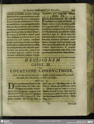 Caput IX. De Locatione Conductione