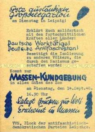 Einladung der VVN und des Demokratischen Blocks Leipzig zu einer Massenkundgebung