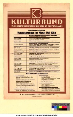 Originaltitel: Veranstaltungen im Monat Mai 1952