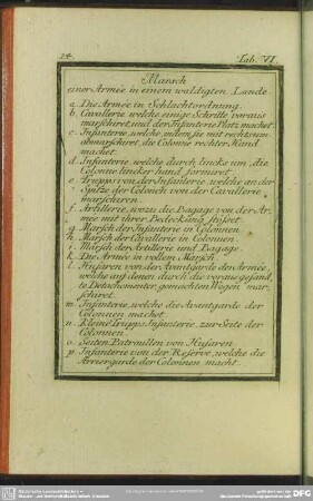 Tab. VI. Marsch einer Armée in einem waldigten Lande