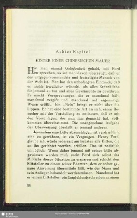 Achtes Kapitel: Hinter Einer Chinesischen Mauer