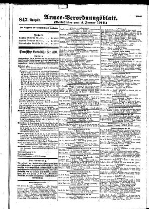847.Ausgabe. Dienstag, 4. Januar 1916