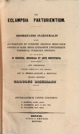 De eclampsia parturientium : Diss. inaug.