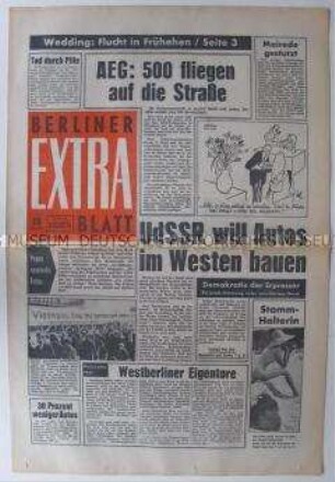 Linke Boulevard-Zeitung "Berliner Extra Blatt" u.a. über die Gründung des Republikanischen Klubs und über die gescheiterte Reform an der Berliner FU