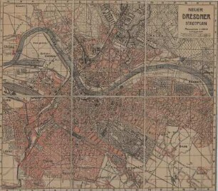 Stadtplan von Dresden, 1:25 000, mehrfarb., 1900 : Neuer Dresdner Stadtplan. - 1:25 000. - [S.l.] , [um 1900]. - 1 Kt. : mehrfarb. ; 33 x 29 cm, gefaltet