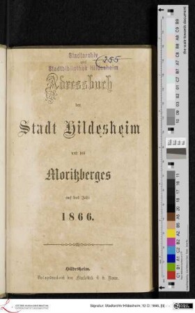 1866: [1866] Adreßbuch der Stadt Hildesheim und des Moritzberges : auf das Jahr 1866