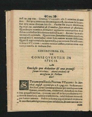 Controversia IIX. De Consequentiis In Specie.