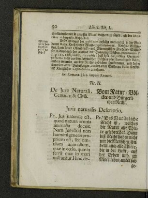 Tit. II. De jure naturali, gentium & civili.
