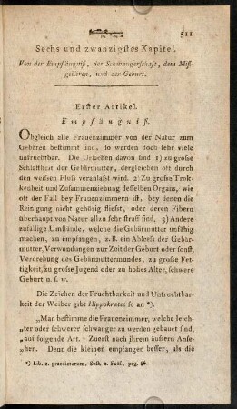 511-519, Erster Artikel. Empfängnis.
