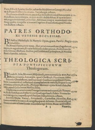 Patres Orthodoxi Veteris Ecclesiae.
