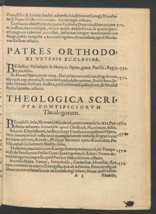 Patres Orthodoxi Veteris Ecclesiae.