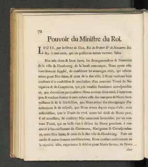 Pouvoir du Ministre du Roi. / Des Königlichen Herrn Ministri Vollmacht.