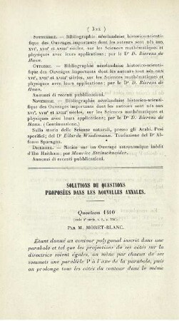 Solutions de questions proposée dans les nouvelles annales.