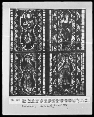 Fenster S II, 14 Nothelfer-Fenster: Sankt Eustachius und Sankt Achatius, Sankt Erasmus und Sankt Veit