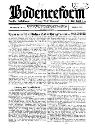 Vom wirtschaftlichen Sofortprogramm der NSDAP
