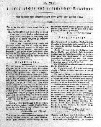 Literarischer und artistischer Anzeiger, No. XLVI.