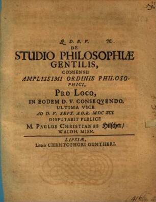 De studio philosophiae gentilis